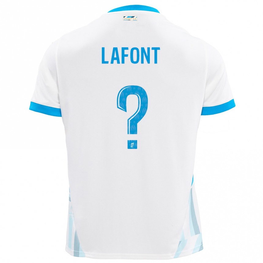 Kids Football Gaël Lafont #0 White Sky Blue Home Jersey 2024/25 T-Shirt Canada