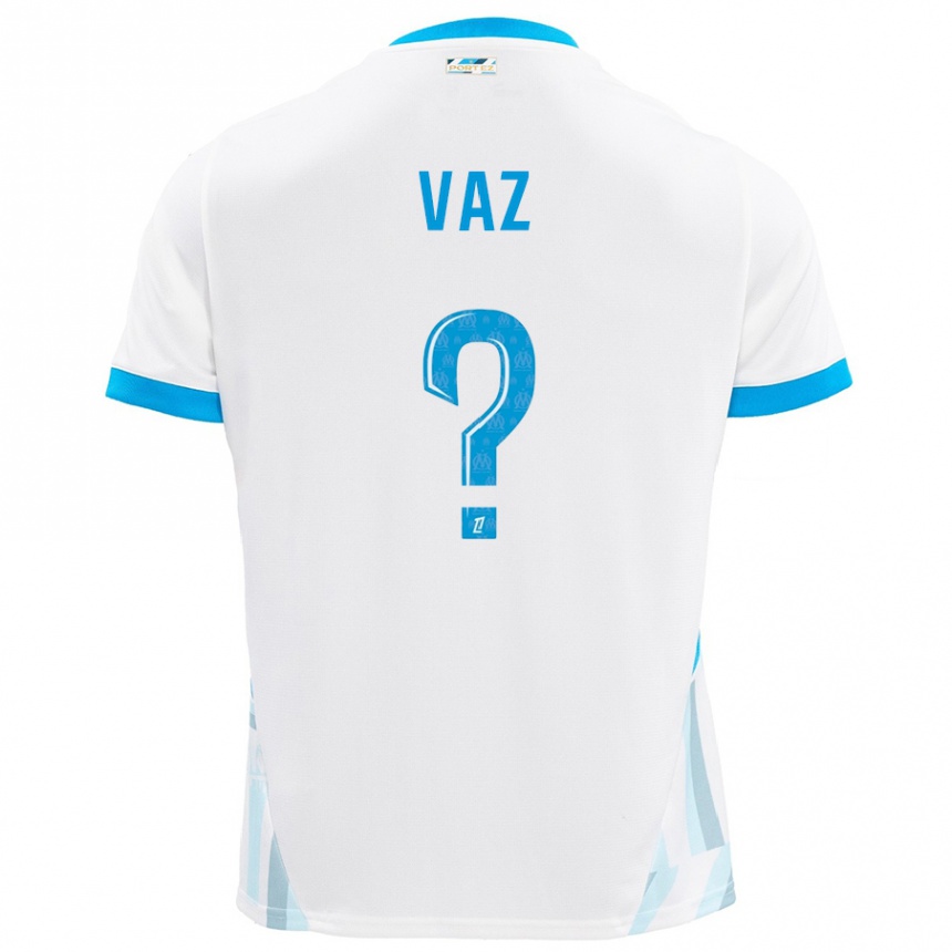 Kids Football Robinio Vaz #0 White Sky Blue Home Jersey 2024/25 T-Shirt Canada