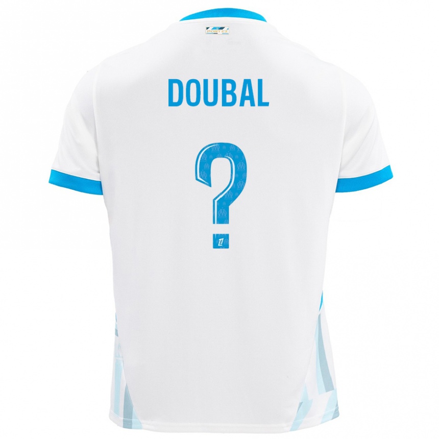 Kids Football Anis Doubal #0 White Sky Blue Home Jersey 2024/25 T-Shirt Canada