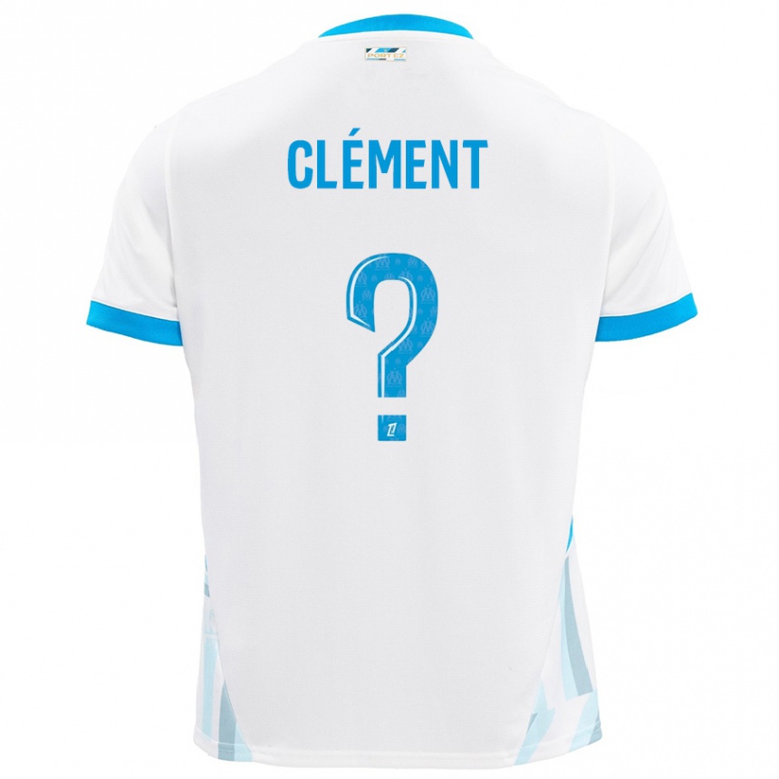 Kids Football Mathis Clément #0 White Sky Blue Home Jersey 2024/25 T-Shirt Canada