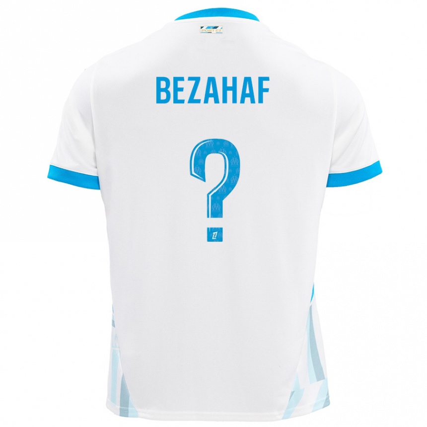 Kids Football Kelyann Bezahaf #0 White Sky Blue Home Jersey 2024/25 T-Shirt Canada