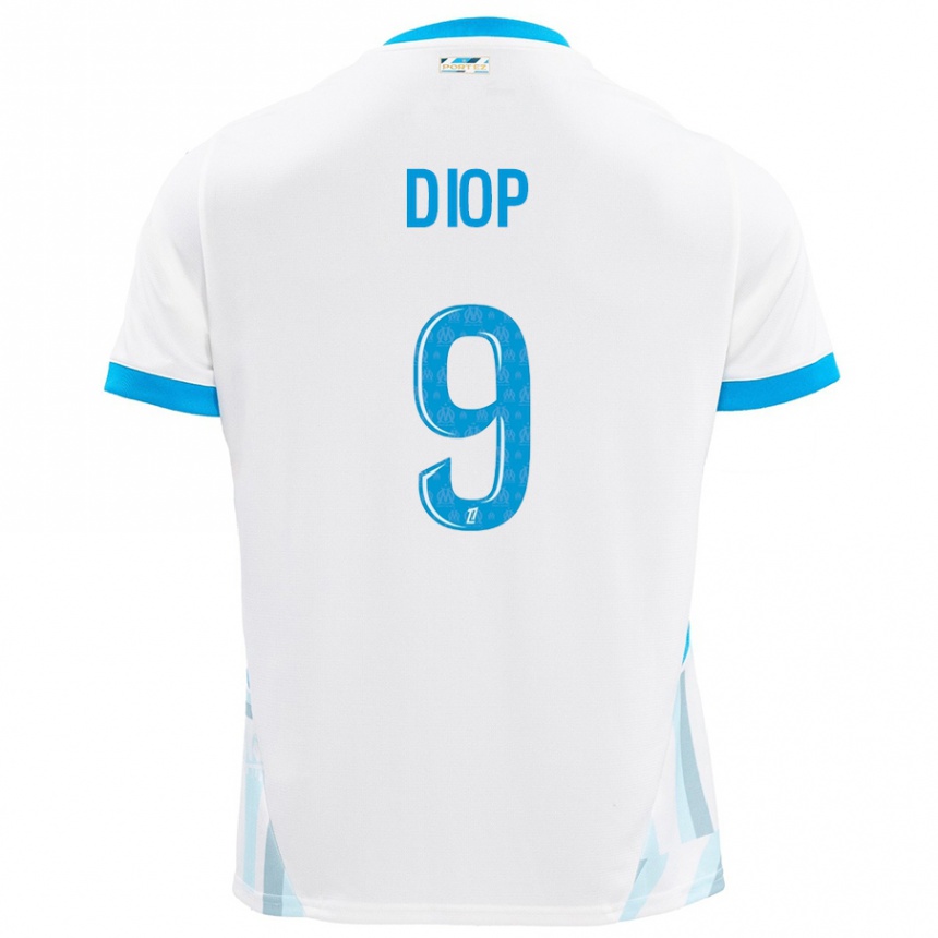 Kids Football Mama Diop #9 White Sky Blue Home Jersey 2024/25 T-Shirt Canada