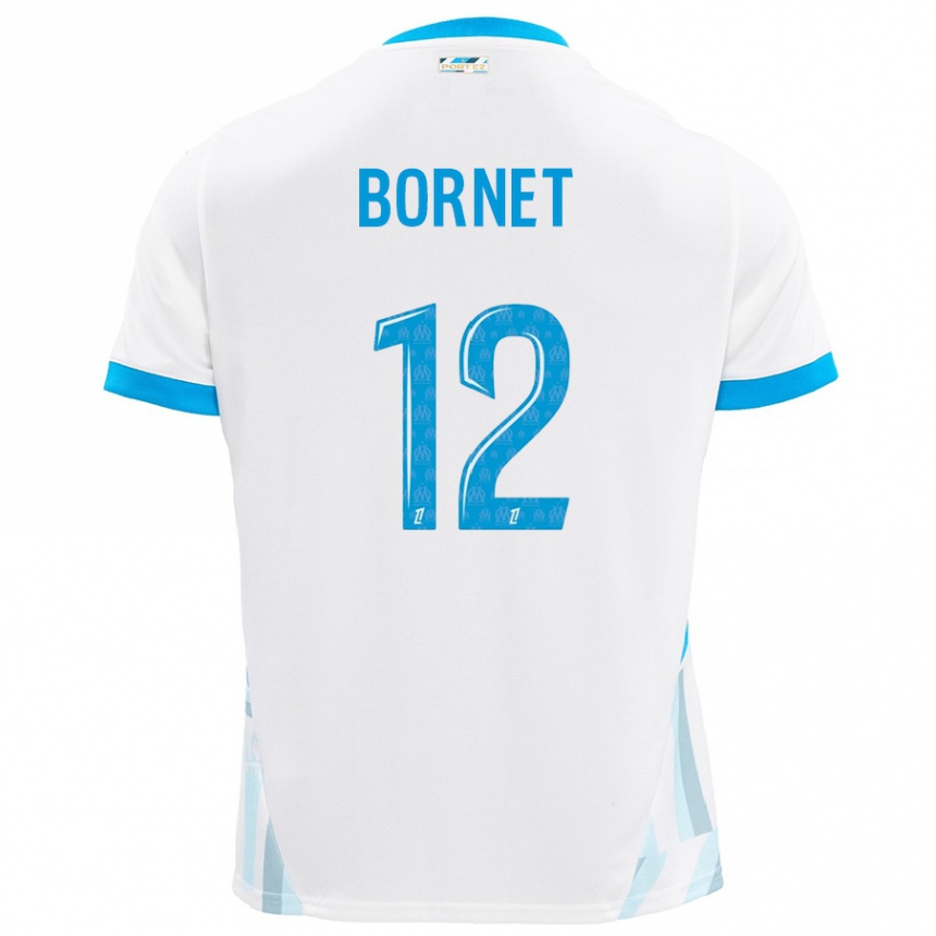 Kids Football Camille Bornet #12 White Sky Blue Home Jersey 2024/25 T-Shirt Canada