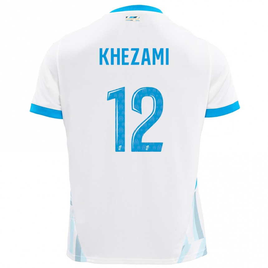 Kids Football Roselène Khezami #12 White Sky Blue Home Jersey 2024/25 T-Shirt Canada