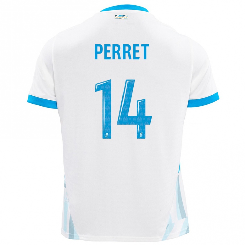 Enfant Football Maillot Jenny Perret #14 Blanc Bleu Ciel Tenues Domicile 2024/25 Canada