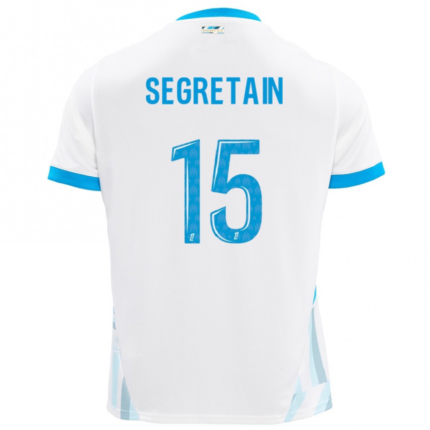 Kids Football Julie Ségrétain #15 White Sky Blue Home Jersey 2024/25 T-Shirt Canada