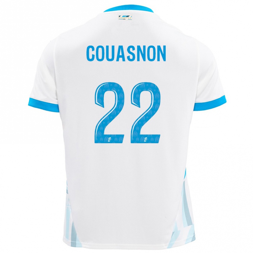 Kids Football Roxane Couasnon #22 White Sky Blue Home Jersey 2024/25 T-Shirt Canada