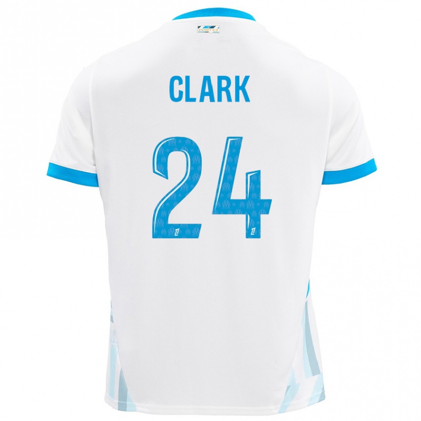 Kids Football Ashley Clark #24 White Sky Blue Home Jersey 2024/25 T-Shirt Canada