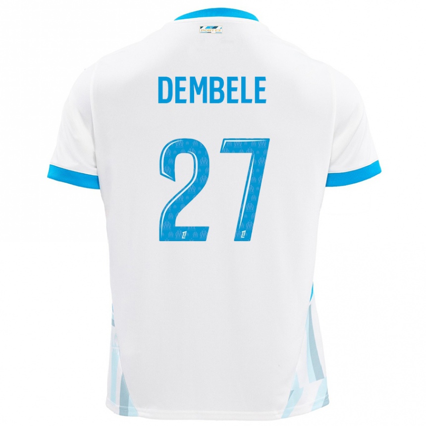 Kids Football Coumba Dembélé #27 White Sky Blue Home Jersey 2024/25 T-Shirt Canada