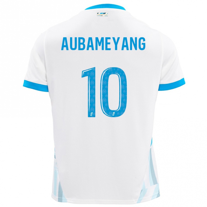 Kids Football Pierre-Emerick Aubameyang #10 White Sky Blue Home Jersey 2024/25 T-Shirt Canada