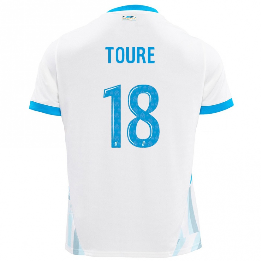 Enfant Football Maillot Isaak Toure #18 Blanc Bleu Ciel Tenues Domicile 2024/25 Canada