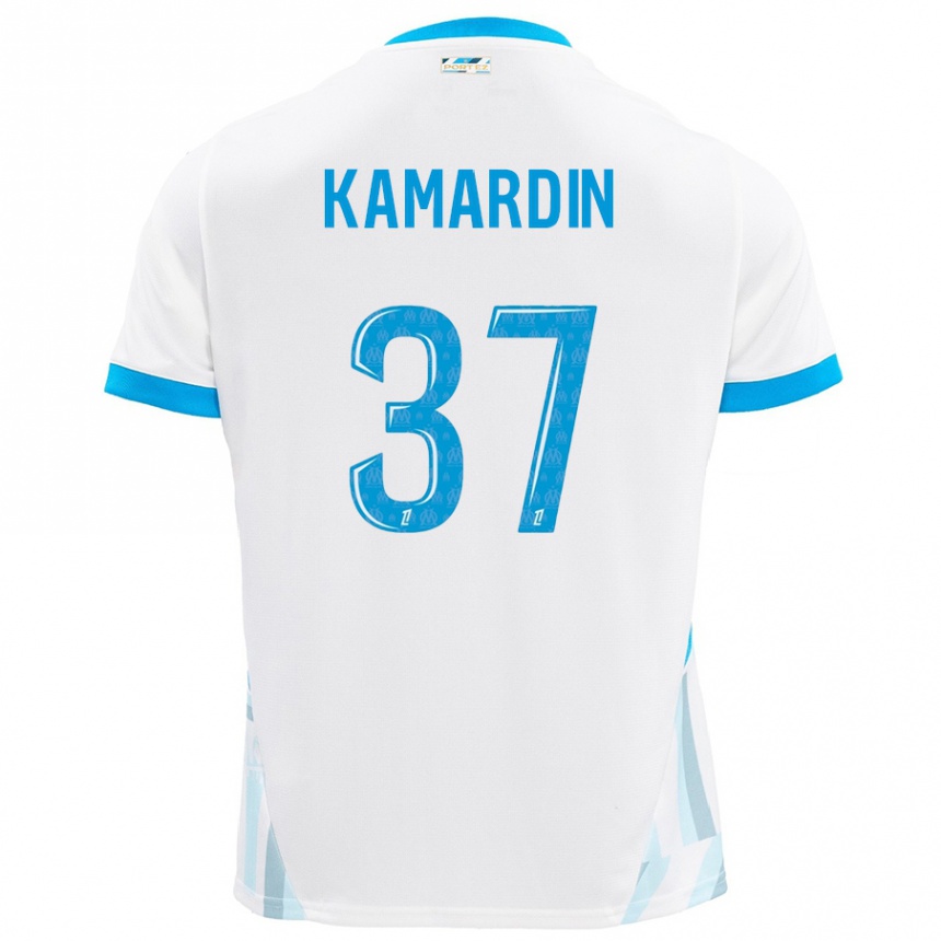 Kids Football Aaron Kamardin #37 White Sky Blue Home Jersey 2024/25 T-Shirt Canada