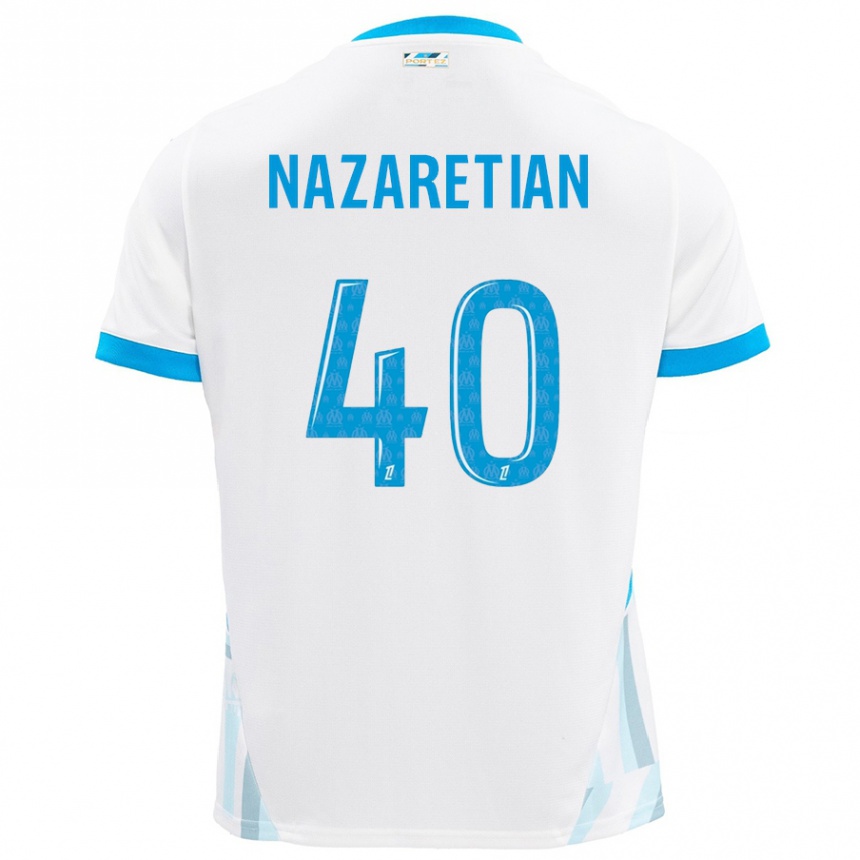 Enfant Football Maillot Manuel Nazaretian #40 Blanc Bleu Ciel Tenues Domicile 2024/25 Canada