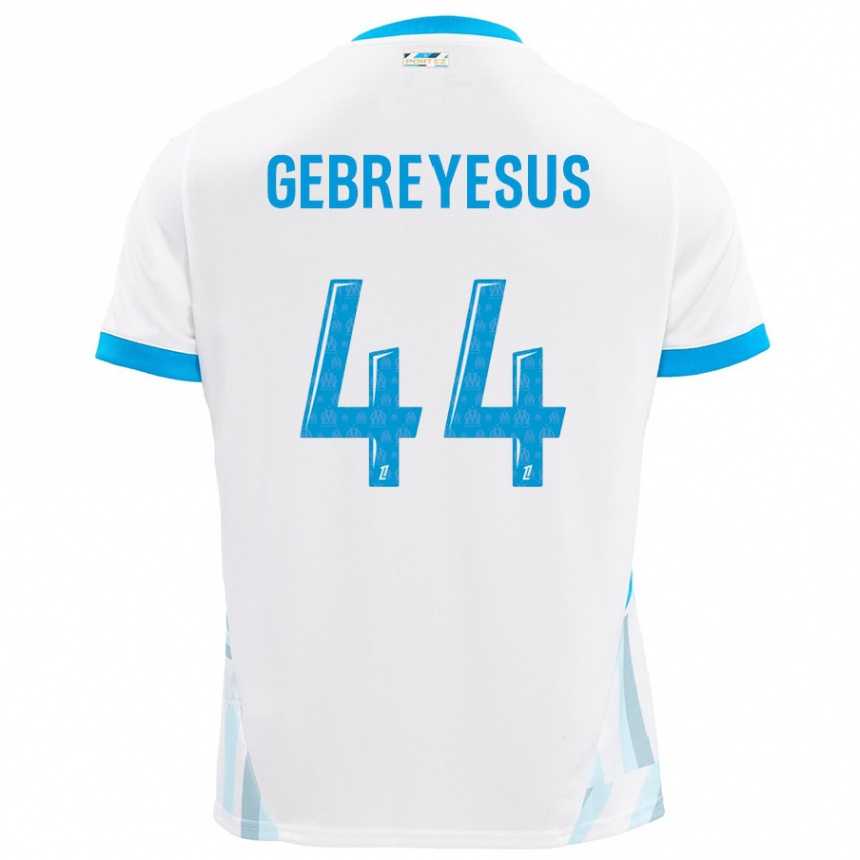 Enfant Football Maillot Esey Gebreyesus #44 Blanc Bleu Ciel Tenues Domicile 2024/25 Canada