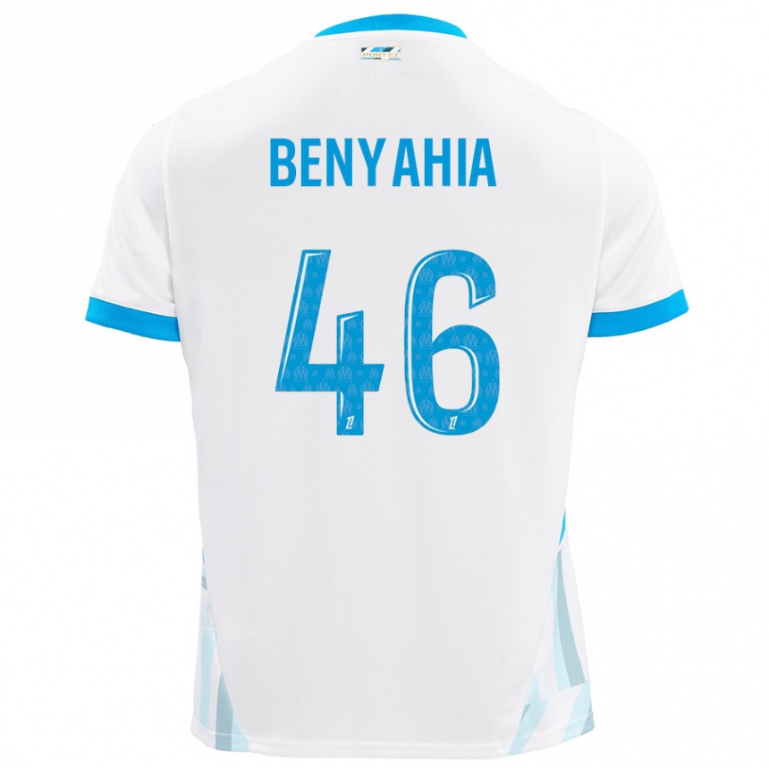 Enfant Football Maillot Aylan Benyahia-Tani #46 Blanc Bleu Ciel Tenues Domicile 2024/25 Canada