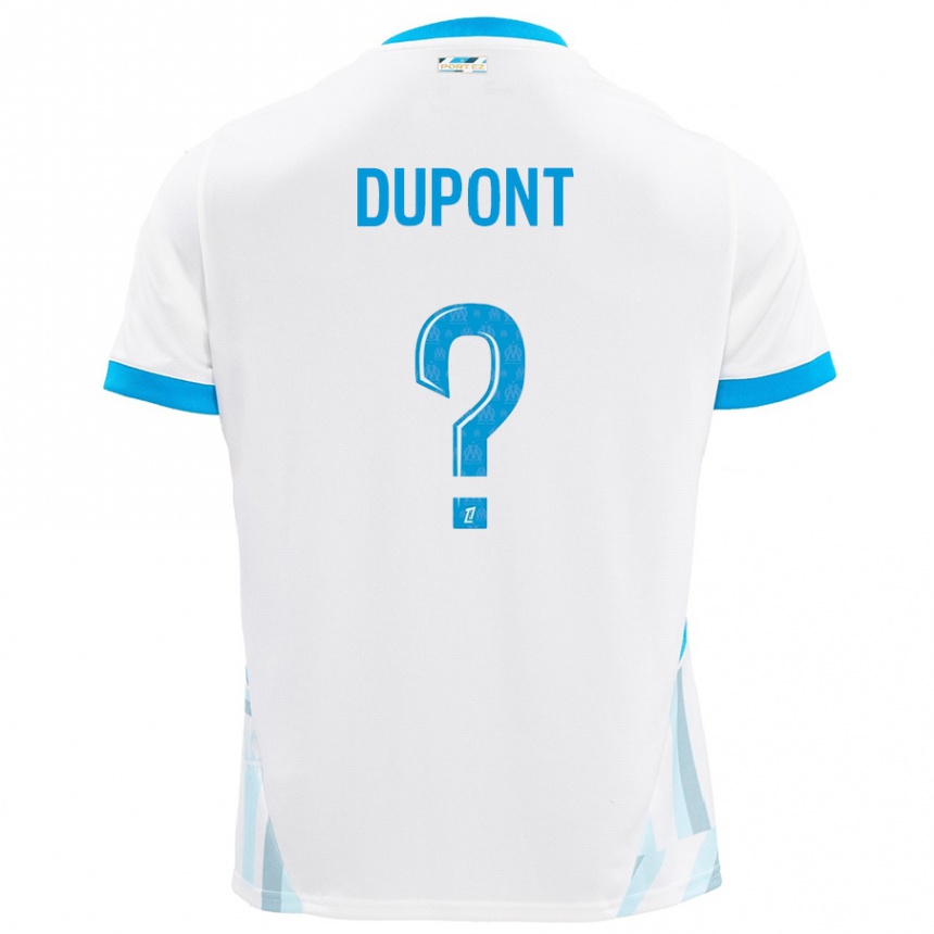 Enfant Football Maillot Hugo Dupont #0 Blanc Bleu Ciel Tenues Domicile 2024/25 Canada