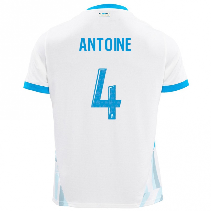 Kids Football Maud Antoine #4 White Sky Blue Home Jersey 2024/25 T-Shirt Canada