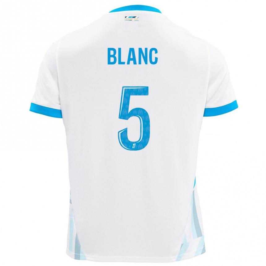 Kids Football Amandine Blanc #5 White Sky Blue Home Jersey 2024/25 T-Shirt Canada