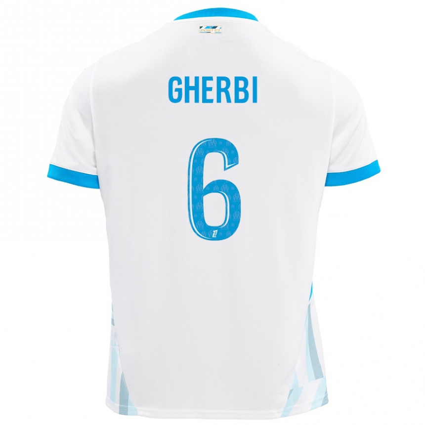 Kids Football Candice Gherbi #6 White Sky Blue Home Jersey 2024/25 T-Shirt Canada