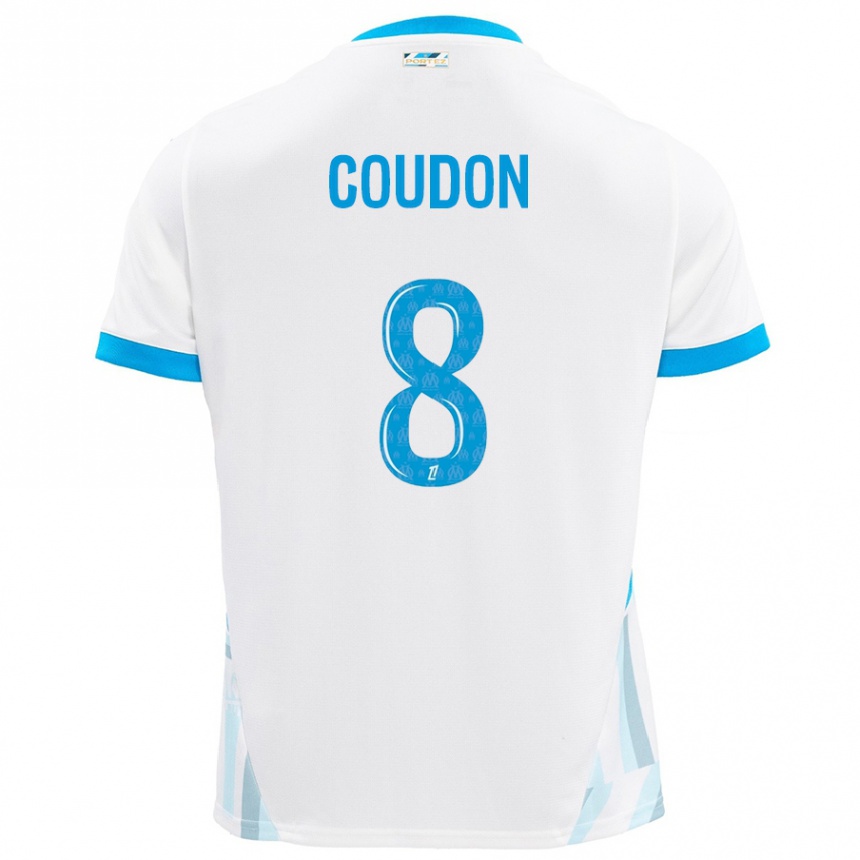 Kids Football Marine Coudon #8 White Sky Blue Home Jersey 2024/25 T-Shirt Canada