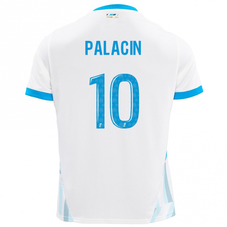 Kids Football Sara Palacin #10 White Sky Blue Home Jersey 2024/25 T-Shirt Canada