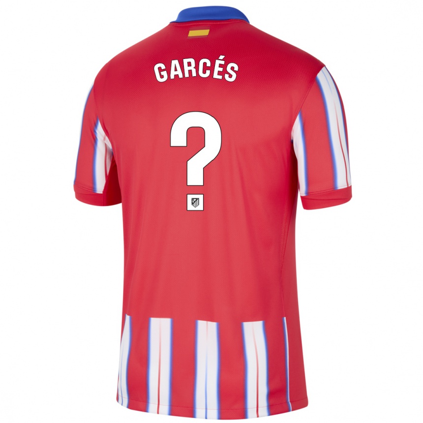 Kids Football Borja Garcés #0 Red White Blue Home Jersey 2024/25 T-Shirt Canada