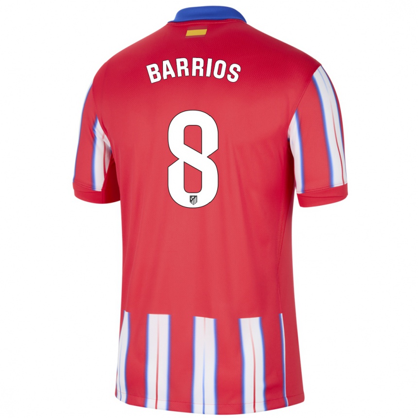 Kids Football Pablo Barrios #8 Red White Blue Home Jersey 2024/25 T-Shirt Canada