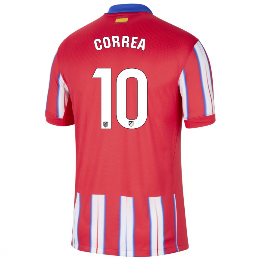 Kids Football Angel Correa #10 Red White Blue Home Jersey 2024/25 T-Shirt Canada