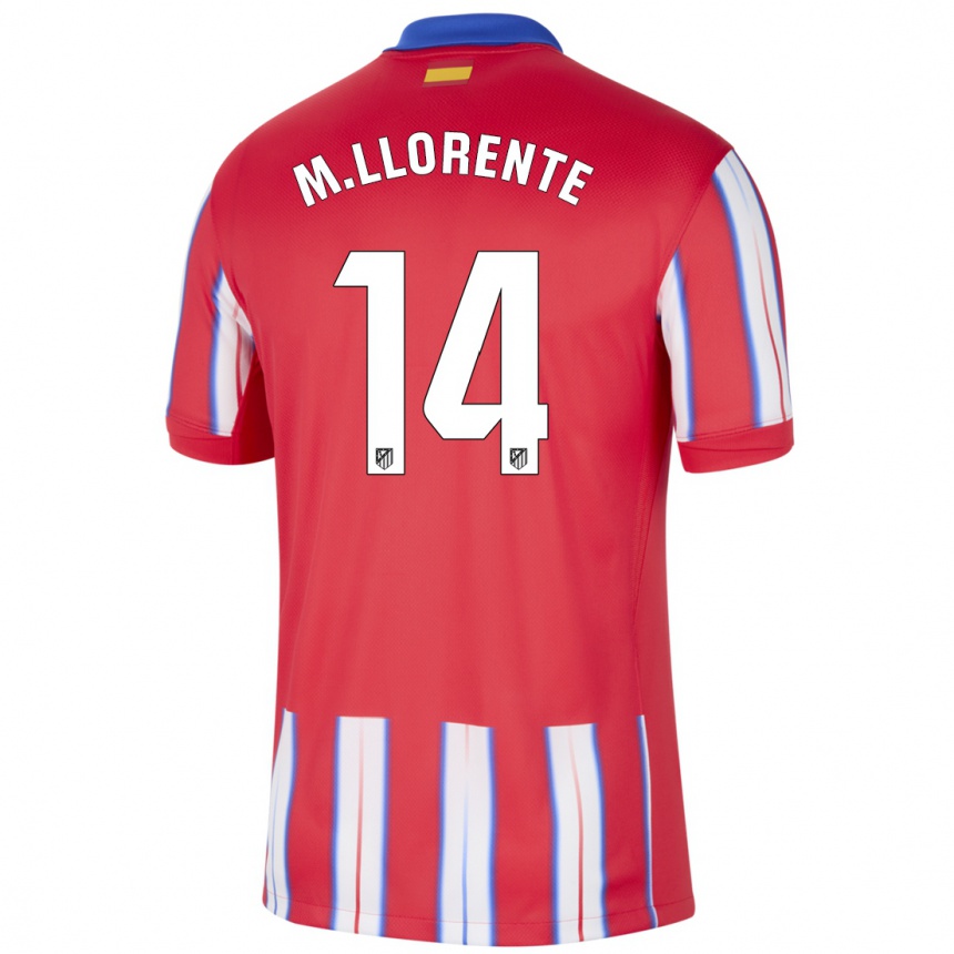 Enfant Football Maillot Marcos Llorente #14 Rouge Blanc Bleu Tenues Domicile 2024/25 Canada