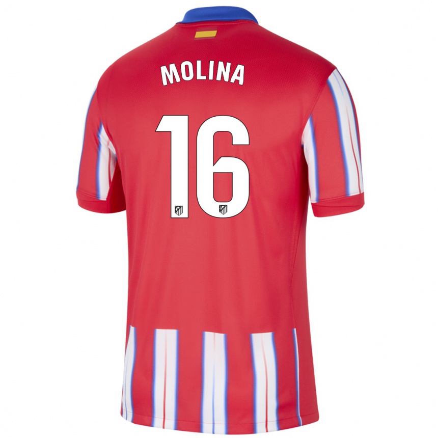 Enfant Football Maillot Nahuel Molina #16 Rouge Blanc Bleu Tenues Domicile 2024/25 Canada