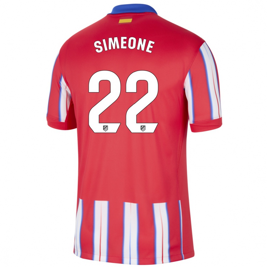 Kids Football Giuliano Simeone #22 Red White Blue Home Jersey 2024/25 T-Shirt Canada