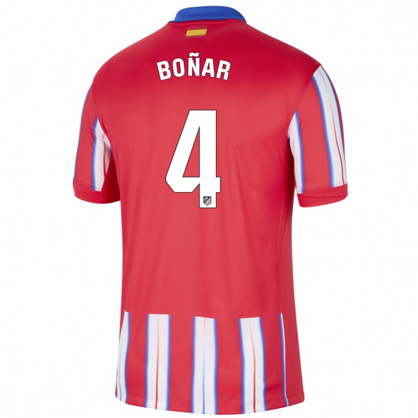 Enfant Football Maillot Javier Boñar #4 Rouge Blanc Bleu Tenues Domicile 2024/25 Canada