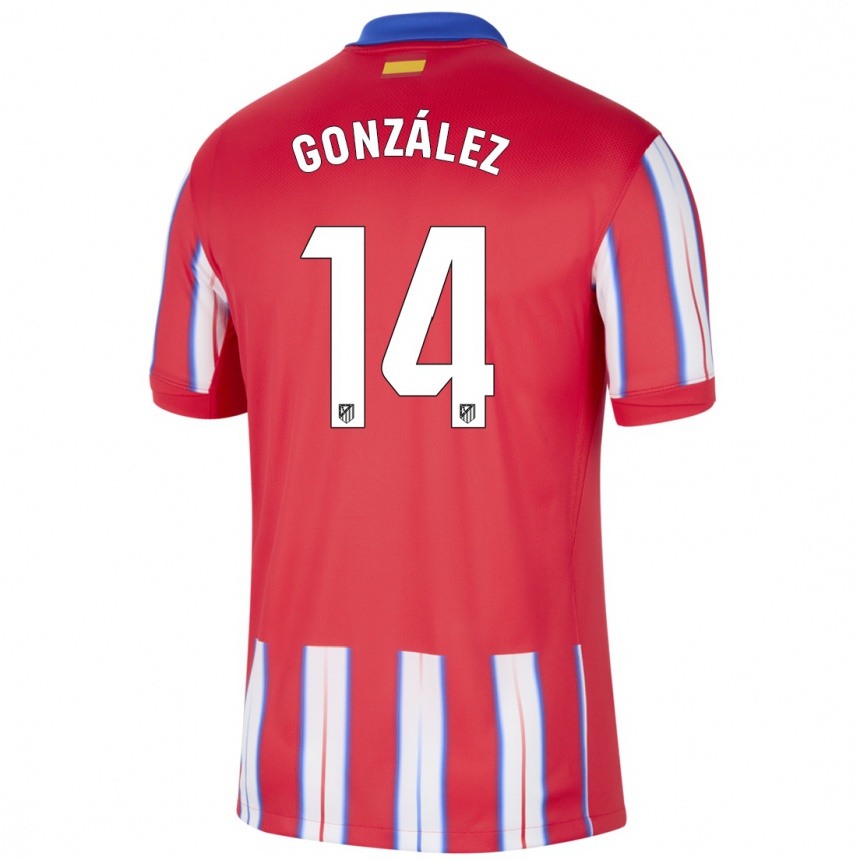 Kids Football Joaquín González #14 Red White Blue Home Jersey 2024/25 T-Shirt Canada