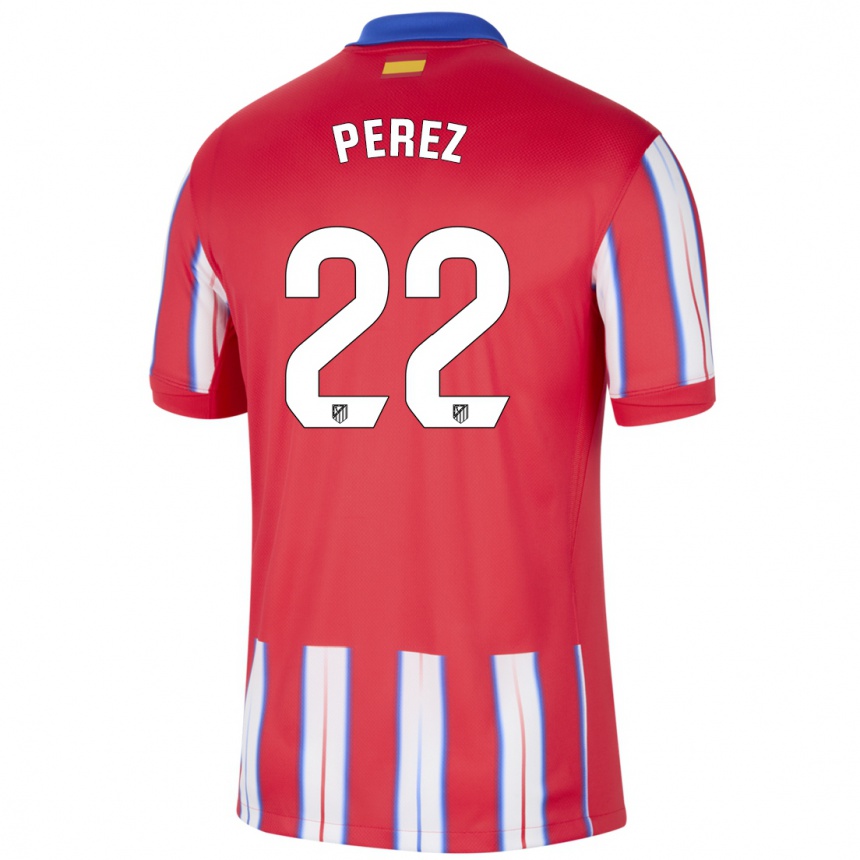 Kids Football Pablo Pérez #22 Red White Blue Home Jersey 2024/25 T-Shirt Canada