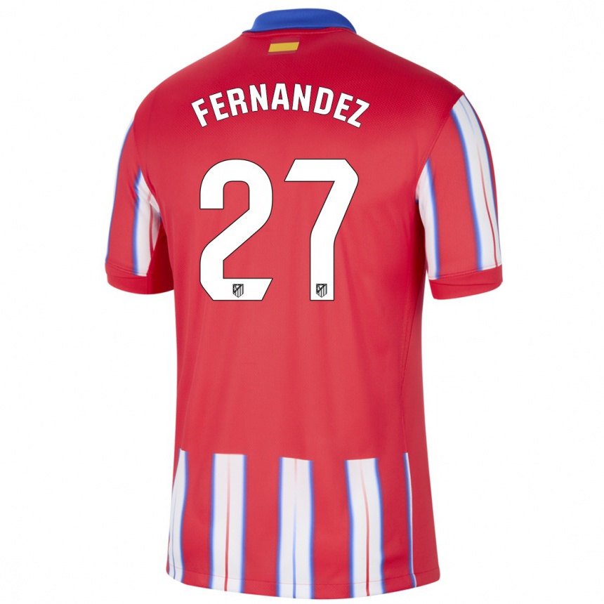 Kids Football Alexia Fernández #27 Red White Blue Home Jersey 2024/25 T-Shirt Canada