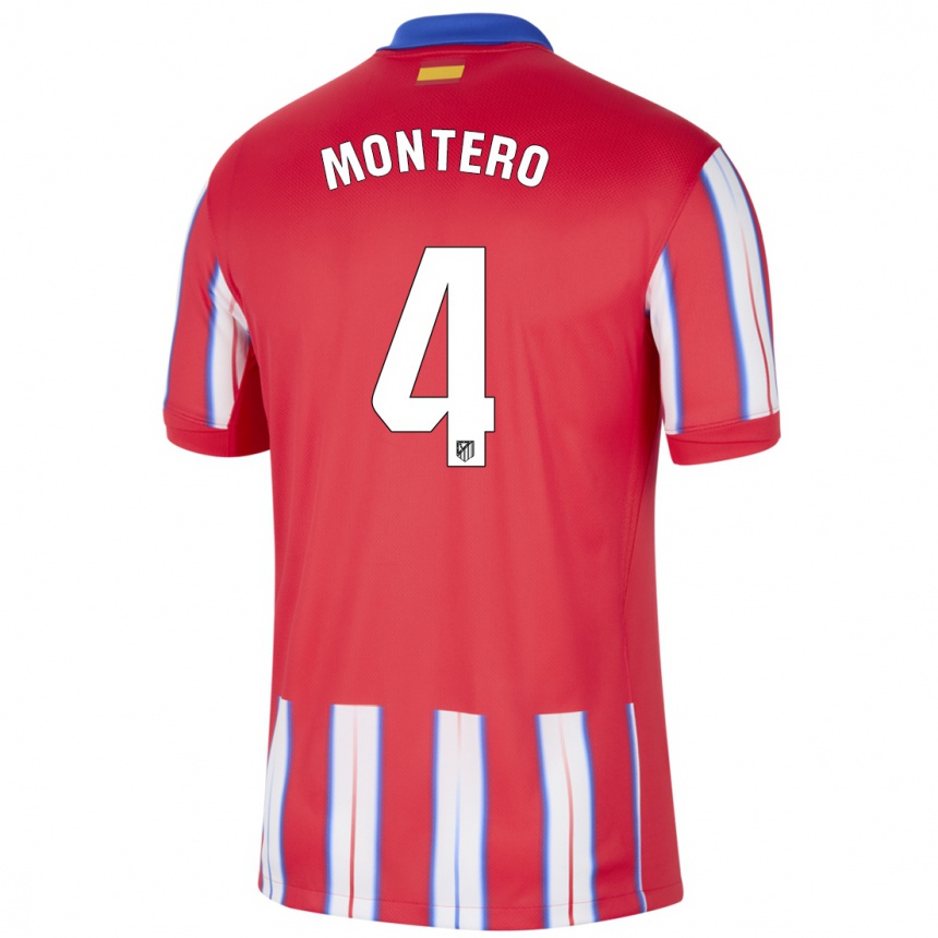 Enfant Football Maillot Francisco Montero #4 Rouge Blanc Bleu Tenues Domicile 2024/25 Canada