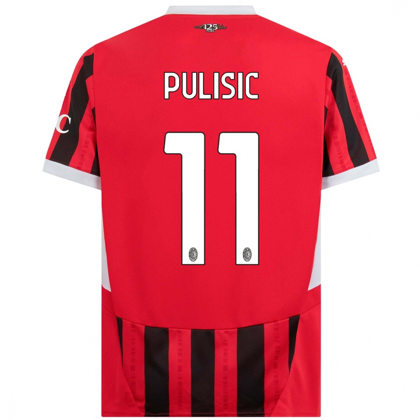 Kids Football Christian Pulisic #11 Red Black Home Jersey 2024/25 T-Shirt Canada