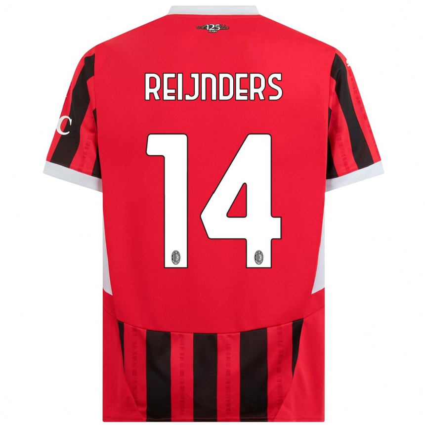 Kids Football Tijjani Reijnders #14 Red Black Home Jersey 2024/25 T-Shirt Canada