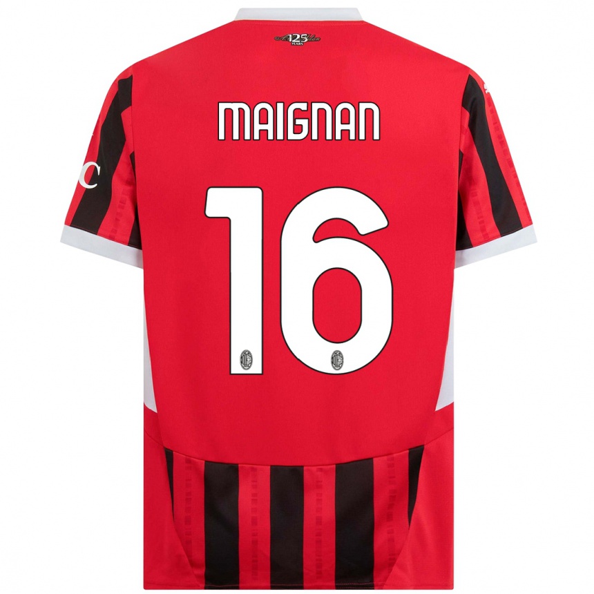 Kids Football Mike Maignan #16 Red Black Home Jersey 2024/25 T-Shirt Canada