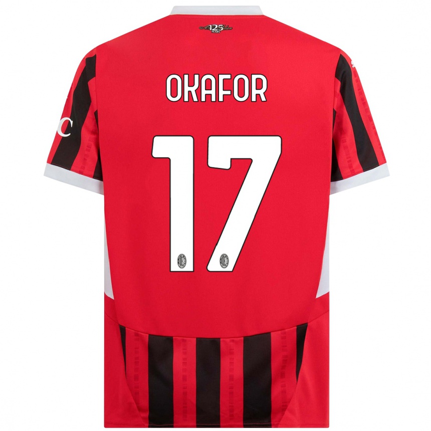 Kids Football Noah Okafor #17 Red Black Home Jersey 2024/25 T-Shirt Canada