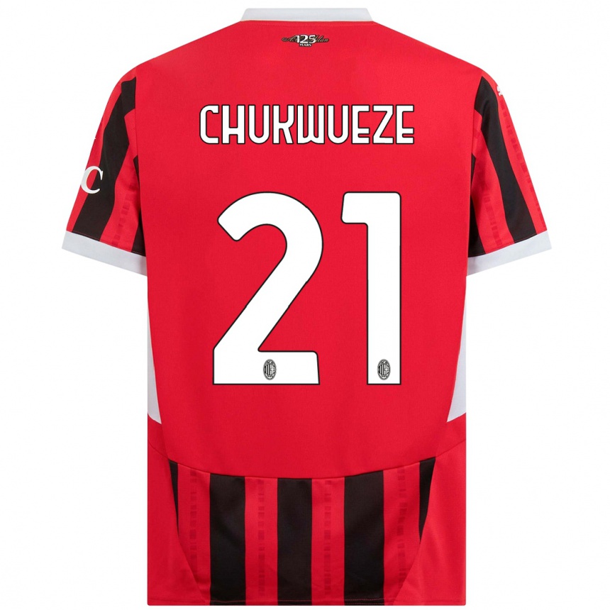 Kids Football Samuel Chukwueze #21 Red Black Home Jersey 2024/25 T-Shirt Canada