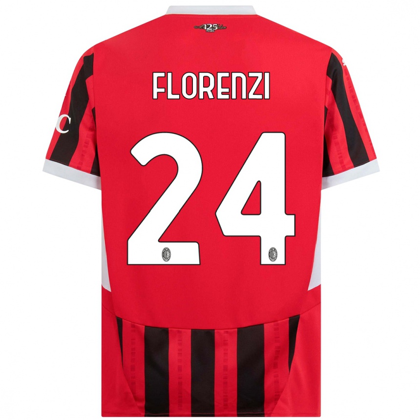 Kids Football Alessandro Florenzi #24 Red Black Home Jersey 2024/25 T-Shirt Canada