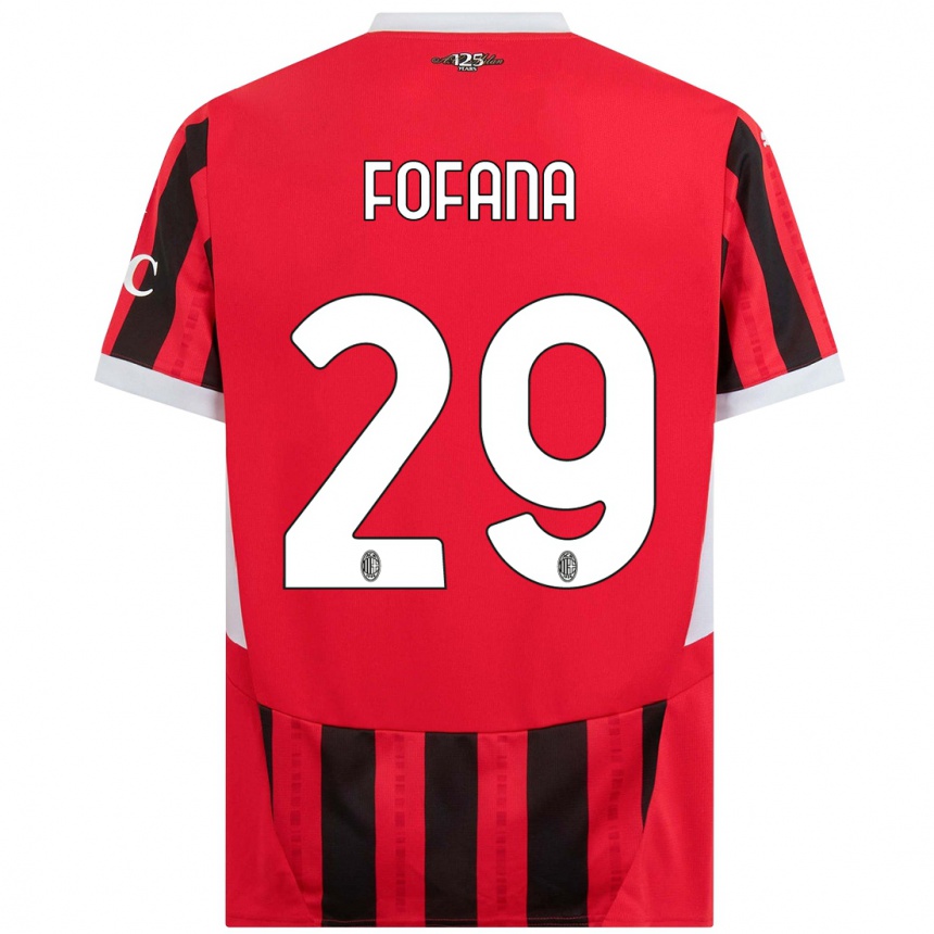 Kids Football Youssouf Fofana #29 Red Black Home Jersey 2024/25 T-Shirt Canada