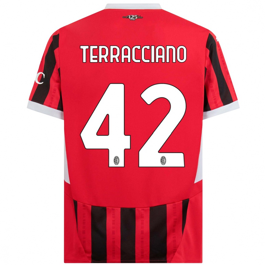 Kids Football Filippo Terracciano #42 Red Black Home Jersey 2024/25 T-Shirt Canada