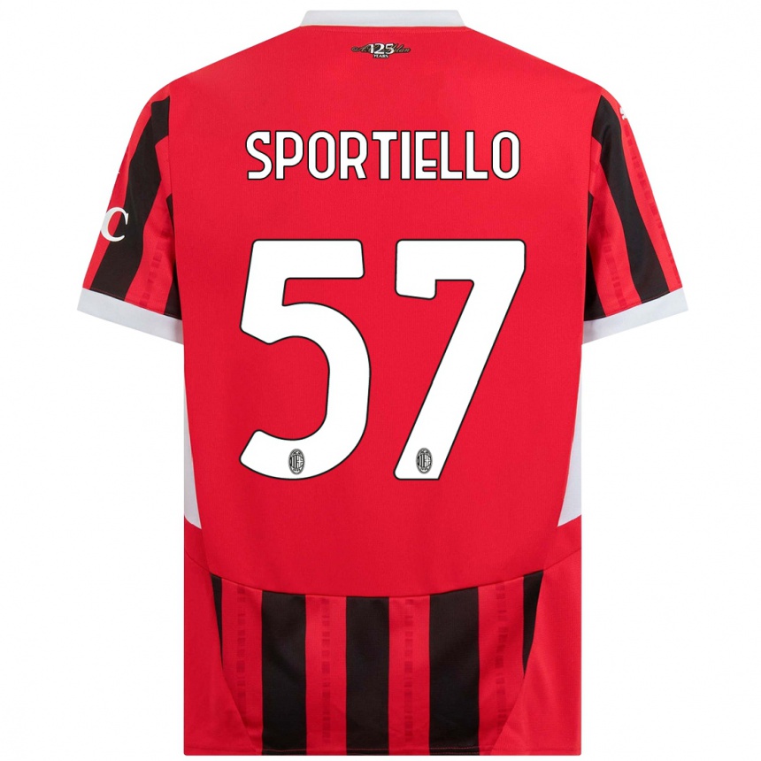 Kids Football Marco Sportiello #57 Red Black Home Jersey 2024/25 T-Shirt Canada