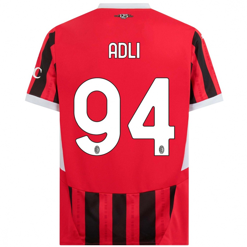 Enfant Football Maillot Yacine Adli #94 Rouge Noir Tenues Domicile 2024/25 Canada