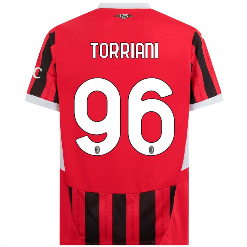 Kids Football Lorenzo Torriani #96 Red Black Home Jersey 2024/25 T-Shirt Canada