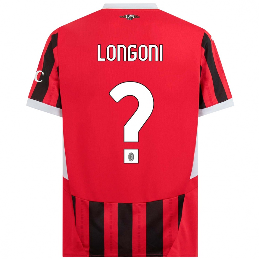 Kids Football Alessandro Longoni #0 Red Black Home Jersey 2024/25 T-Shirt Canada