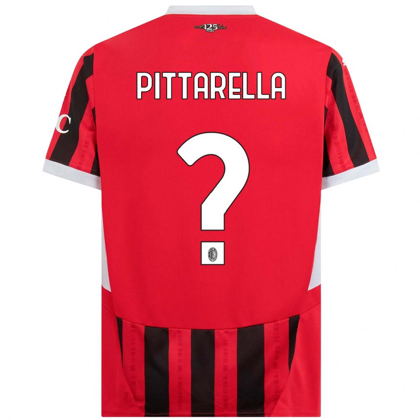 Kids Football Matteo Pittarella #0 Red Black Home Jersey 2024/25 T-Shirt Canada