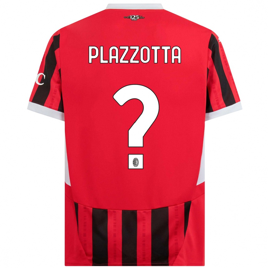 Kids Football Filippo Plazzotta #0 Red Black Home Jersey 2024/25 T-Shirt Canada